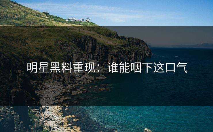 明星黑料重现：谁能咽下这口气